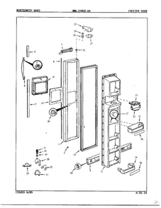 Freezer Door Diagram and Parts List for 24902A  Admiral Refrigerator