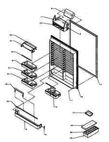 Refrigerator Inner Door Diagram and Parts List for BX22R3L-P1183601WL  Amana Refrigerator