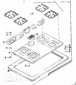 Cook Top Assembly Diagram and Parts List for 1437007000  Kenmore Range