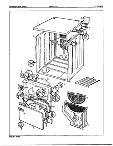 Gas Dryer Exterior Assembly Diagram and Parts List for 8375A REV D Norge Dryer