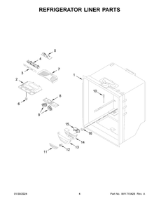 Refrigerator Liner Parts Diagram and Parts List for MBF2258FEZ08  Maytag Refrigerator