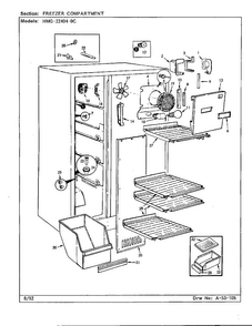Freezer Compartment Diagram and Parts List for 22404-0C  Admiral Refrigerator