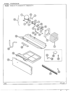 Compressor Diagram and Parts List for HMG191777  Admiral Refrigerator