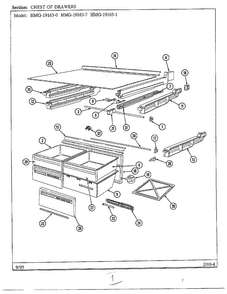 Chest Of Drawers Diagram and Parts List for 19163-0A  Admiral Refrigerator