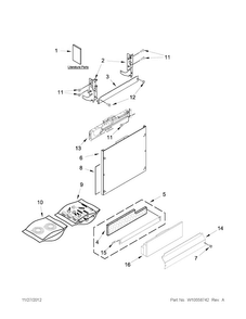 Door Panel Parts Diagram and Parts List for JDB8500AWX1  Jenn-Air Dishwasher