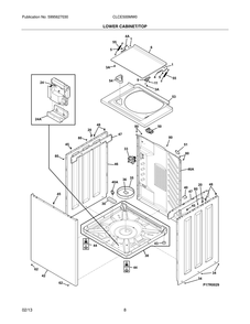 Lower Cabinet/Top Diagram and Parts List for CLCE500MW0  Maytag Dryer