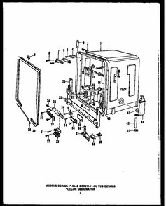 Tub Details Diagram and Parts List for DCR-225-1A-OL  Caloric Dishwasher