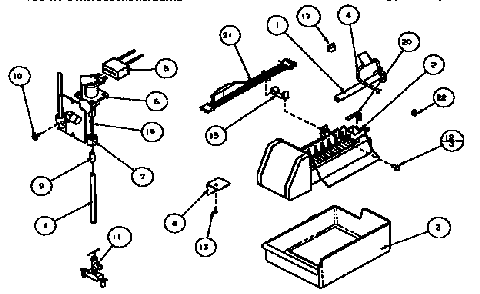 Add-on Ice Maker Assembly Diagram and Parts List for TS18RB-P1158407W  Amana Refrigerator