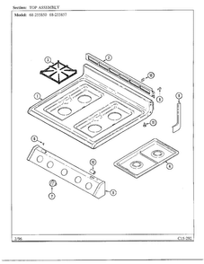 Top Diagram and Parts List for 68-255857  Magic Chef Range