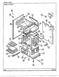 Oven Diagram and Parts List for 68-253657  Magic Chef Range
