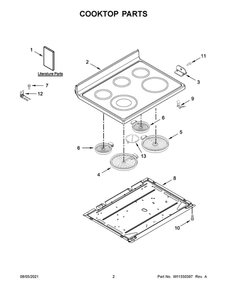 Cooktop Parts Diagram and Parts List for YMER6600FZ3  Maytag Range