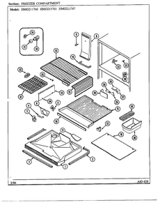 Freezer Compartment Diagram and Parts List for HMG211760  Admiral Refrigerator