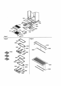 Shelving And Crispers Diagram and Parts List for S148DA03-P1305601W  Amana Refrigerator