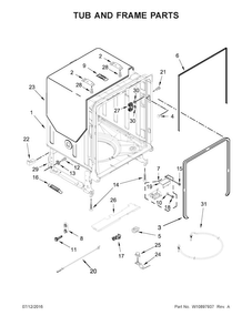 Tub And Frame Parts Diagram and Parts List for MDB4949SDH3  Maytag Dishwasher