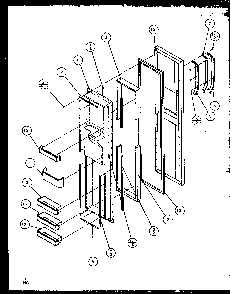 Freezer Door Diagram and Parts List for SQD25MB3W-P1153404WW  Amana Refrigerator