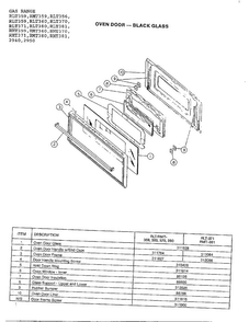 Oven Door-black Glass Diagram and Parts List for RLT360  Amana Range