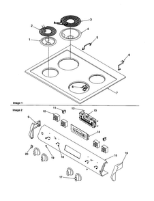 Main Top And Backguard Diagram and Parts List for ARRS6550E-P1143905NE  Amana Range