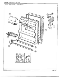 Fresh Food Door Diagram and Parts List for 19133-0A  Admiral Refrigerator