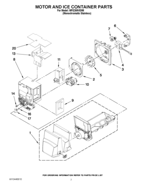 04 - MOTOR AND ICE CONTAINER PARTS Diagram and Parts List for MFI2269VEM8  Maytag Refrigerator