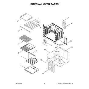 Internal Oven Parts Diagram and Parts List for JOECC730RM00  Jenn-Air Microwave Oven Combo