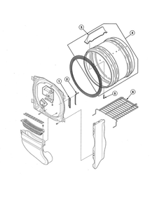 Cylinder Diagram and Parts List for ADE3SRGS173TW01  Speed Queen Dryer