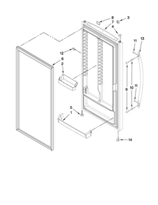 Door Parts Diagram and Parts List for AQF2013TEW04  Amana Freezer