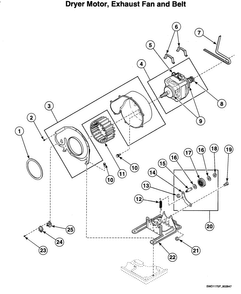 Dryer Motor Diagram and Parts List for LTSA7AQN1500  Speed Queen Washer Dryer Combo