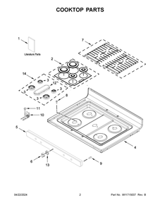 Cooktop Parts Diagram and Parts List for MGR6600PZ1  Maytag Range