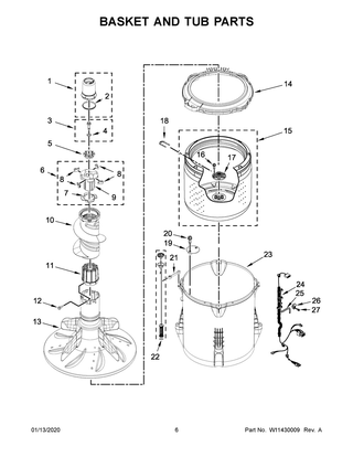 Basket And Tub Parts Diagram and Parts List for MVWP576KW0  Maytag Washer
