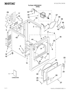 Cabinet Parts Diagram and Parts List for MEDC200XW1  Maytag Dryer