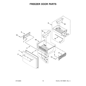 Freezer Door Parts Diagram and Parts List for MFT2772HEZ08  Maytag Refrigerator