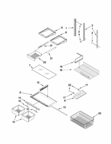 Shelf Parts Diagram and Parts List for GB1924PEKS6  Maytag Refrigerator