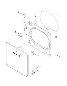 Door Parts Diagram and Parts List for 7MMGDB835EW0  Maytag Dryer