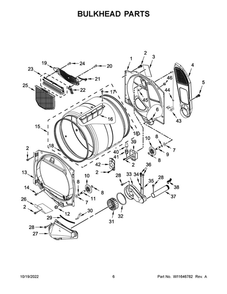 Bulkhead Parts Diagram and Parts List for YMED7230HC3  Maytag Dryer
