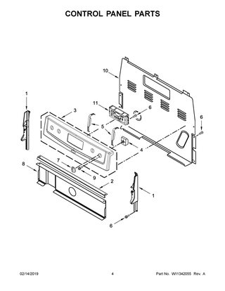 Control Panel Parts Diagram and Parts List for YAER6603SFS2  Maytag Range