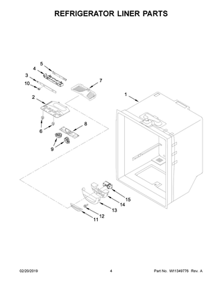 Refrigerator Liner Parts Diagram and Parts List for MFF2558FEW01  Maytag Refrigerator
