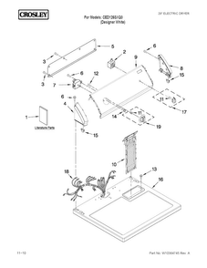 Top And Console Parts Diagram and Parts List for CED126SXQ0  Crosley Dryer