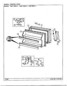 Freezer Door Diagram and Parts List for 19822-7  Admiral Refrigerator