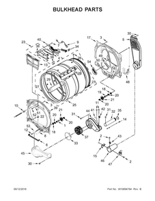 Bulkhead Parts Diagram and Parts List for MGDB955FW0  Maytag Dryer