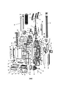 Cartridge Filter/cover, Motor Diagram and Parts List for U6630-960  Hoover Upright Vacuum