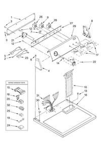 Top And Console Parts Diagram and Parts List for NED4800VQ0  Amana Dryer