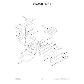 Drawer Parts Diagram and Parts List for JDS1450ML2  Jenn-Air Range