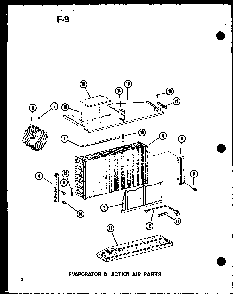 Evaporator & Action Air Parts Diagram and Parts List for ES218-3HEL P67535-9R Amana Air Conditioner