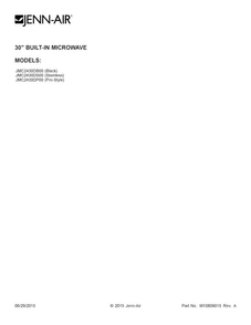 Cover Sheet Diagram and Parts List for JMC2430DS00  Jenn-Air Microwave