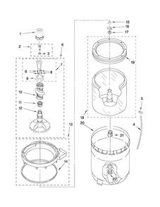 Agitator, Basket And Tub Parts Diagram and Parts List for NTW4800XQ0  Amana Washer