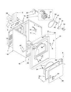 Cabinet Parts Diagram and Parts List for 4KMEDC405WQ0  Maytag Dryer