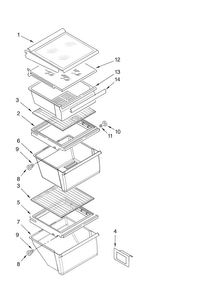 Refrigerator Shelf Parts Diagram and Parts List for ASD2522WEB00  Amana Refrigerator