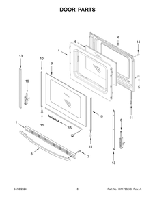 Door Parts Diagram and Parts List for AER6303MFB6  Amana Range