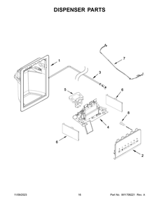 Dispenser Parts Diagram and Parts List for ASI2175GRS09  Amana Refrigerator