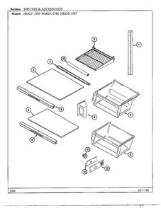 Shelves And Accessories Diagram and Parts List for HMG511387  Admiral Refrigerator